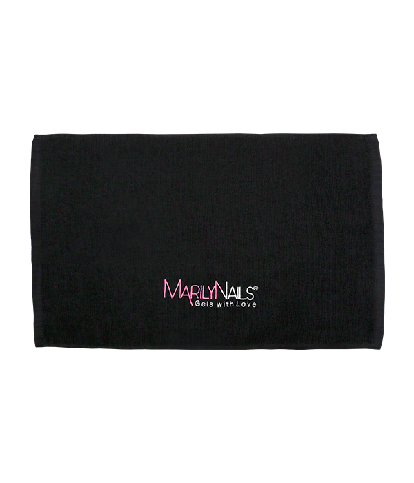 Black towel with logo